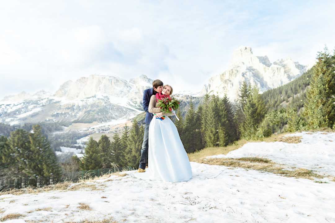 Winter wedding in Dolomites, wedding photographer in Bolzano Italy title=